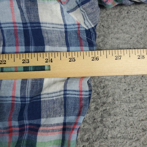 Vineyard Vines Shirt Mens XL Blue Plaid Linen Slim Fit Button Up Long Sleeve - Picture 6 of 7